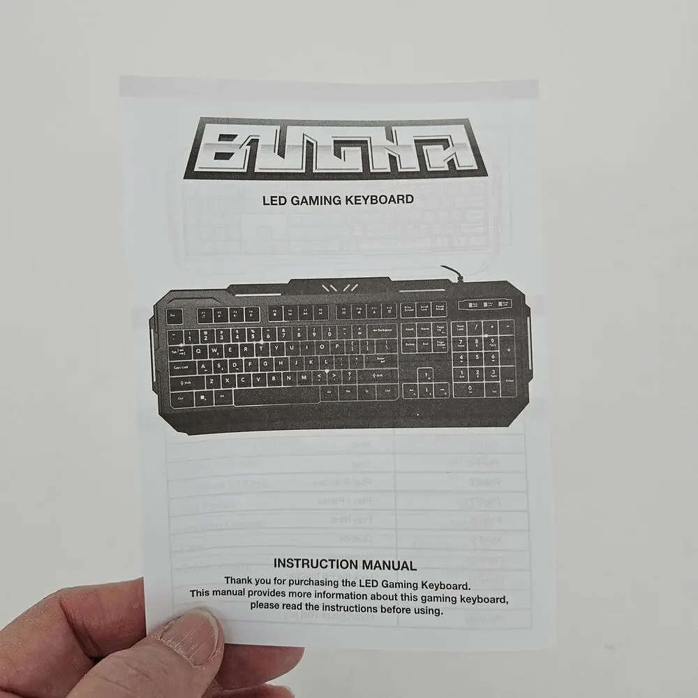 Bugha LED Gaming Keyboard Black NEW Open‎ BOX